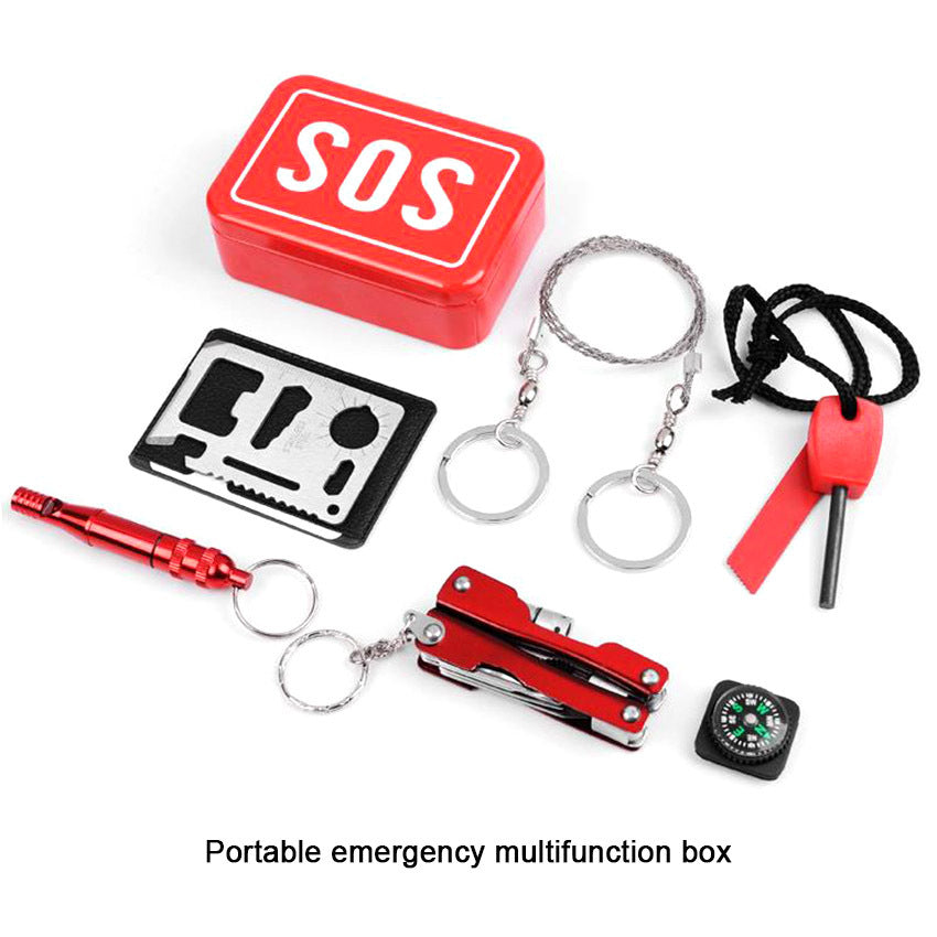 Outdoor Mountaineering Emergency Tool Box First Aid Box Camping Distress Self-rescue Kit Set