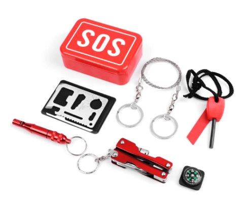 Outdoor Mountaineering Emergency Tool Box First Aid Box Camping Distress Self-rescue Kit Set