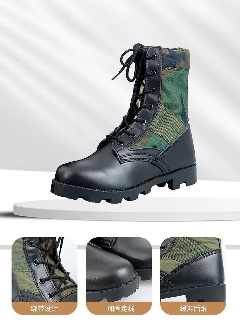 Men’s High-Top Tactical Boots – Leather & Nylon