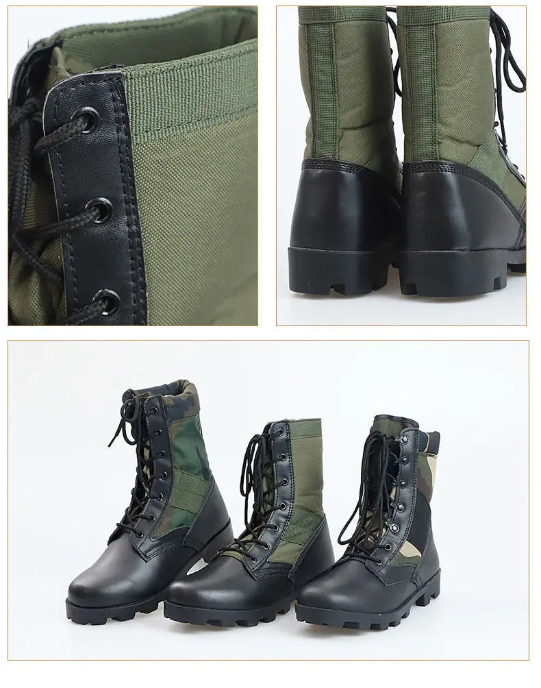 Men’s High-Top Tactical Boots – Leather & Nylon