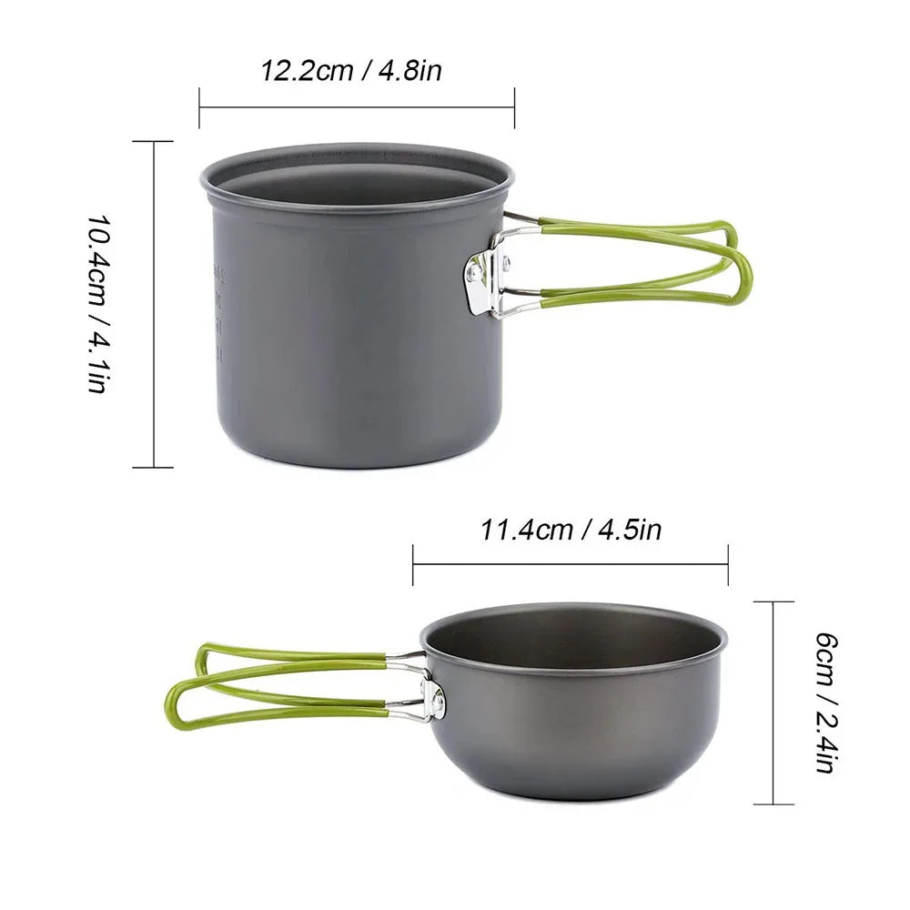 Camping Kochgeschirr-Set mit Kocher Outdoor Kochset Outdoor Topf Reisebesteck Küche Wandern Picknick BBQ