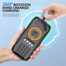 50000mAh Solar Power Bank Hand Crank Generator, Portable Outdoor Emergency Charger with 4 Built-in Cables, Dual LED Flashlight
