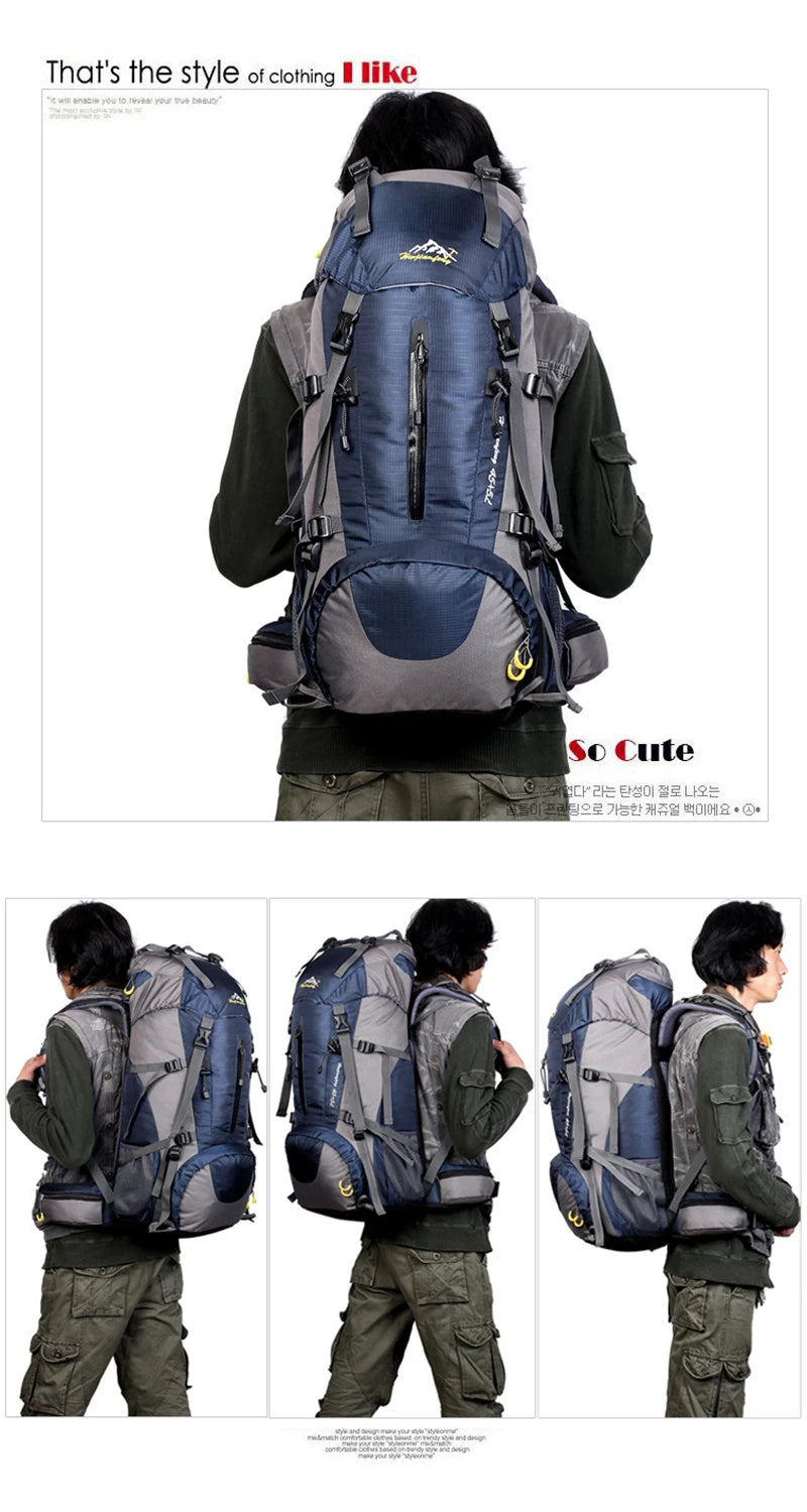 Wanderrucksack 50L Damen&Herren Multifunktions Outdoor Wasserdicht Großes Fassungsvermögen Trekking Reise Bergsteigerrucksack
