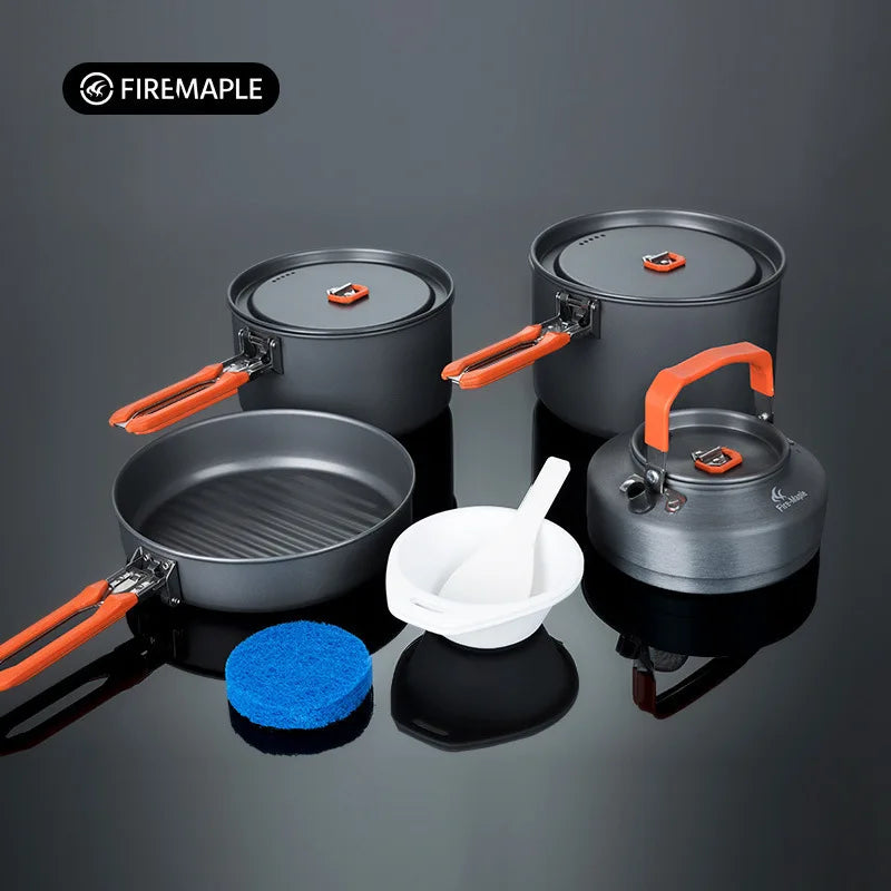 Outdoor Camping Kochtopfset Campingmahlzeit Kochtopf Tragbare Ausrüstung Wasserkocher Einzeltopf