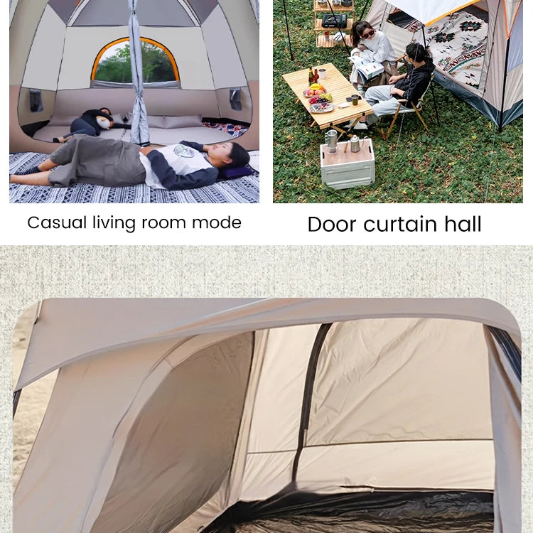 8-12 Personen Campingzelt 2 Zimmer Groß Wasserdicht Winddicht Outdoor Familienzelt mit Regenschutz Instant Kabinenzelte für Camping Strand
