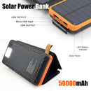 Solar Power Bank 50000mAH Folding Solar Panels 5V 2A USB Output Portable Outdoor Camping Sun Power For IPhone Android