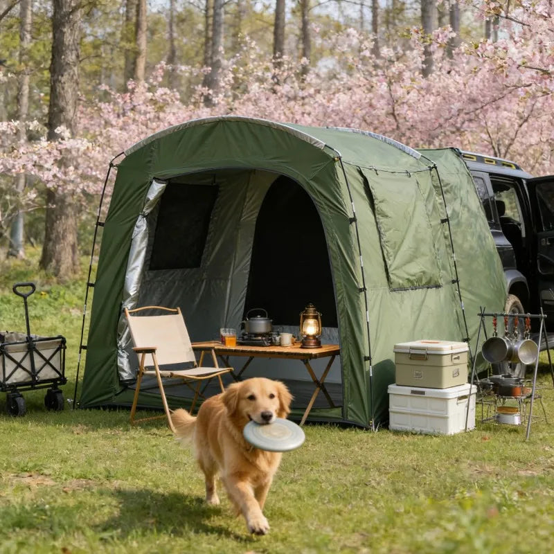 Universelles Auto-Campingzelt – Einfacher Aufbau, 210D reißfest, geräumig, ganzjährig nutzbar, kompatibel mit mehreren Fahrzeugtypen (SUV)