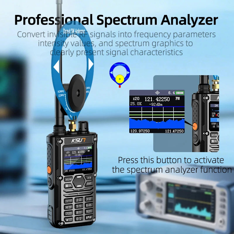 KSUN HF123D UHF VHF Dual HAM Band Radio AM FM NOAA CW SSB HF Shortwave Walkie Talkie 10W Blue-tooth Programming Radio