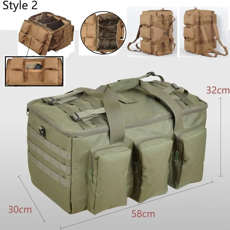 Convertible Nylon Duffel Backpack for Travel & Camping