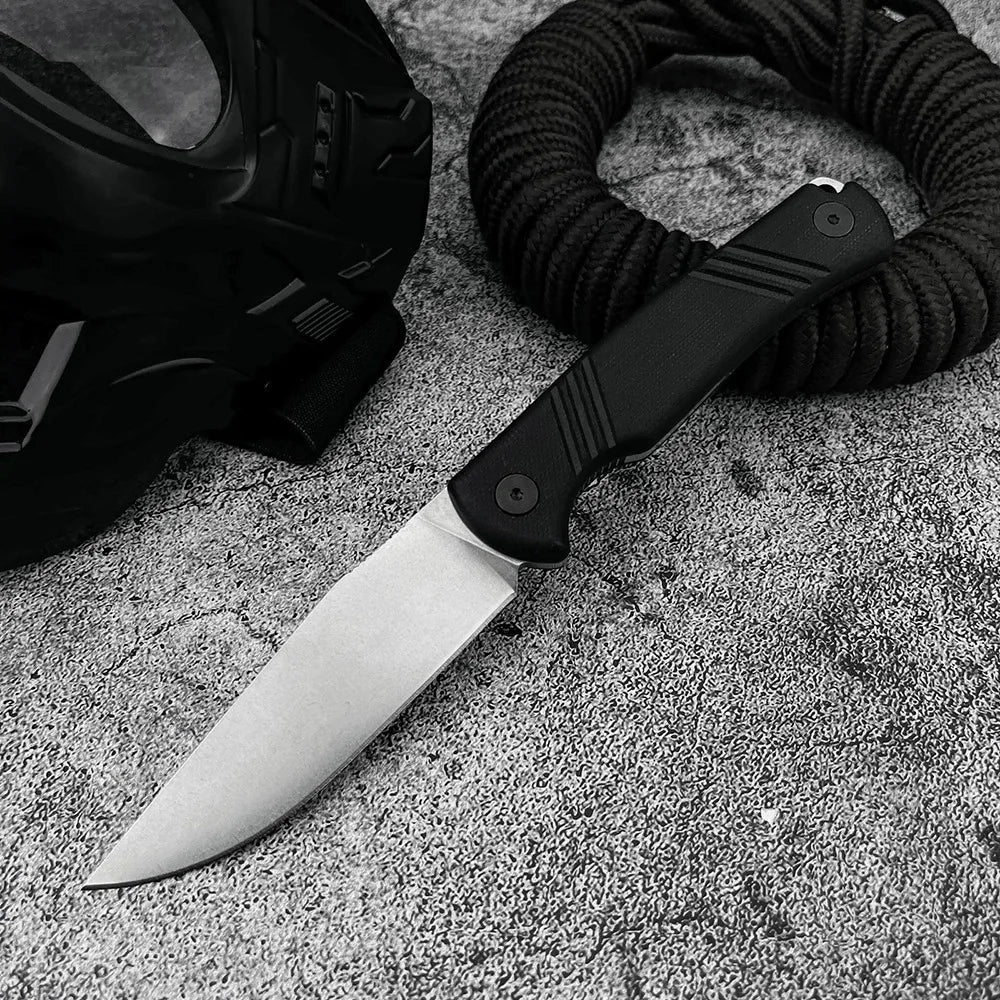1089 Camping Hiking Jungle Adventure Knives Outdoor Multi-Purpose Fixed Blade Knife with Kydex Sheath G10 Handle EDC Pocket Tool