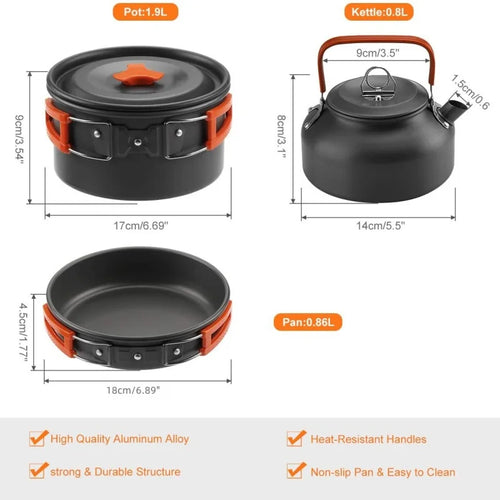 Aluminum Camping Cookware Set – Outdoor Cooking Gear