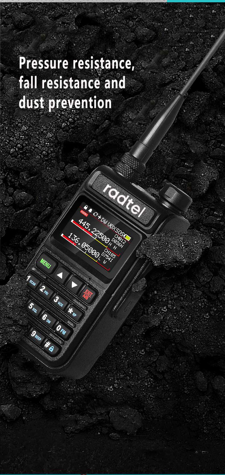 Radtel RT-890 NOAA Weather Channel 6 Band Ham  Amateur 2 Way Radio 999CH Walkie Talkie AM Air Aviation Band Color Scanner Marine