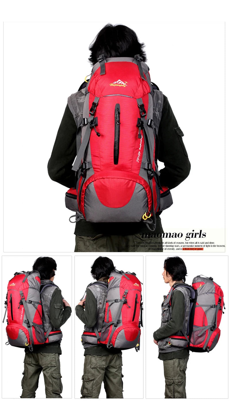 Wanderrucksack 50L Damen&Herren Multifunktions Outdoor Wasserdicht Großes Fassungsvermögen Trekking Reise Bergsteigerrucksack