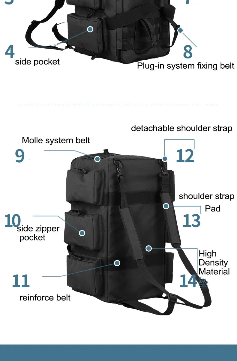 Convertible Nylon Duffel Backpack for Travel & Camping