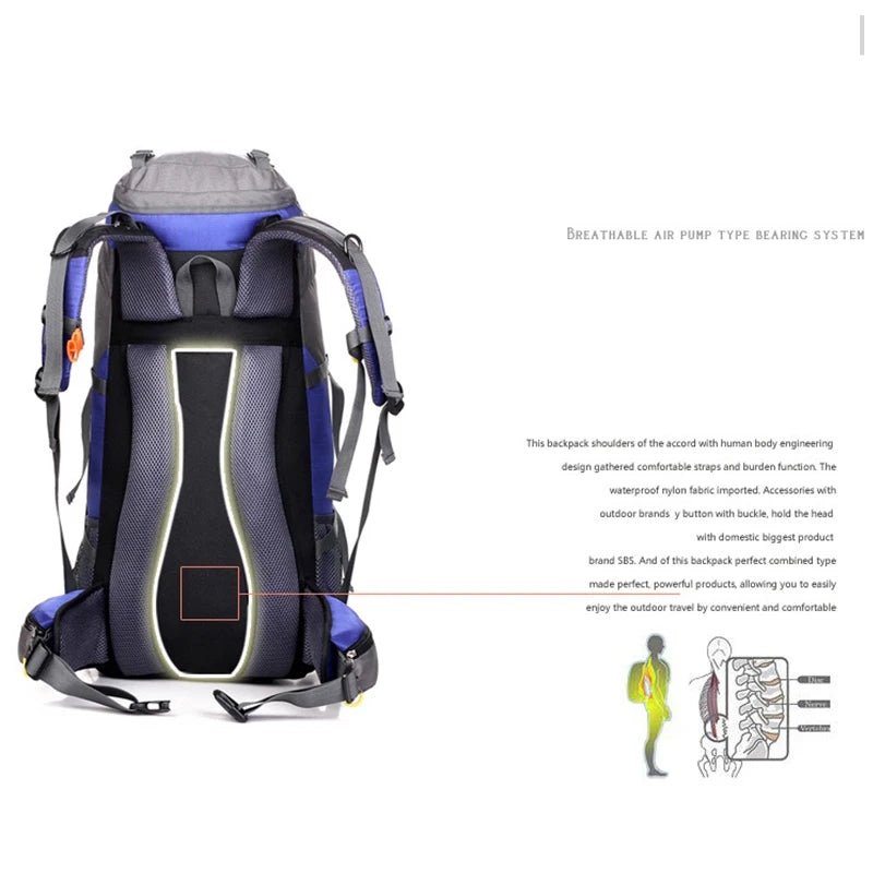 Wanderrucksack 50L Damen&Herren Multifunktions Outdoor Wasserdicht Großes Fassungsvermögen Trekking Reise Bergsteigerrucksack