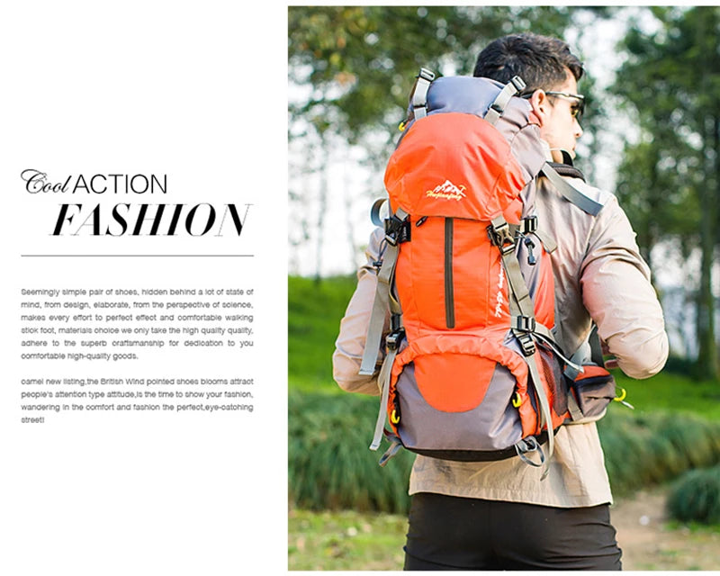 Wanderrucksack 50L Damen&Herren Multifunktions Outdoor Wasserdicht Großes Fassungsvermögen Trekking Reise Bergsteigerrucksack