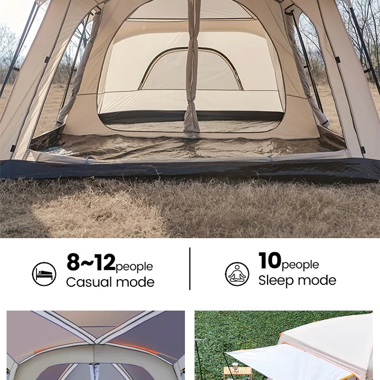 8-12 Personen Campingzelt 2 Zimmer Groß Wasserdicht Winddicht Outdoor Familienzelt mit Regenschutz Instant Kabinenzelte für Camping Strand