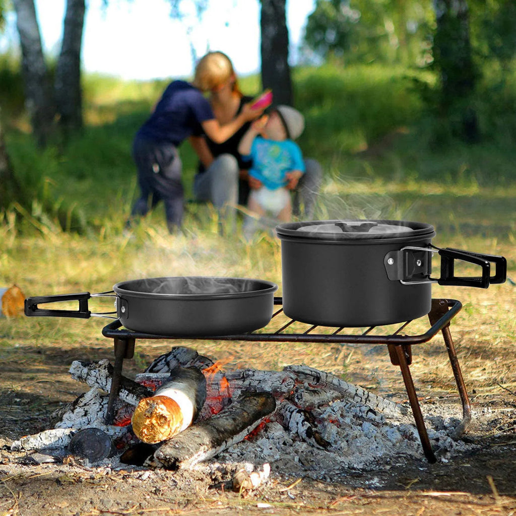 Kochgeschirr für draußen, Campinggeschirr, Wasserkocher, Teekannen, Bratpfannen, tragbare Outdoor-Kocher, Campinggeschirr