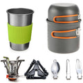 Camping Kochgeschirr-Set mit Kocher Outdoor Kochset Outdoor Topf Reisebesteck Küche Wandern Picknick BBQ