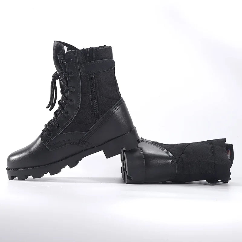 Men’s High-Top Tactical Boots – Leather & Nylon