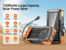 Solar Power Bank 73200mAh Hand Crank Charging with Cable 100W Fast Charge for Laptop Notebook External Battery for iPhone Xiaomi