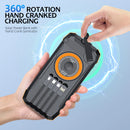 Solar Power Bank High Capacity, Wireless Charger with 4 Built-in Cables, Hand Crank Generator, LED Light for Outdoor Emergency