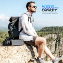 50000mAh Solar Power Bank Hand Crank Generator, Portable Outdoor Emergency Charger with 4 Built-in Cables, Dual LED Flashlight