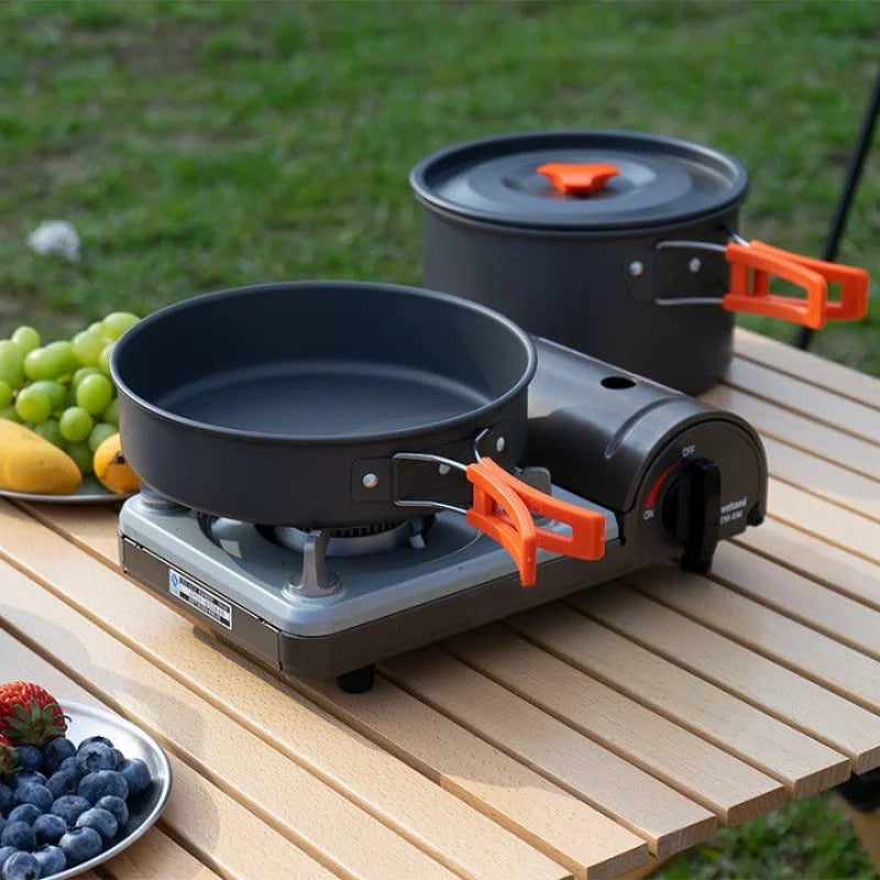 Kochgeschirr für draußen, Campinggeschirr, Wasserkocher, Teekannen, Bratpfannen, tragbare Outdoor-Kocher, Campinggeschirr