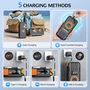 Solar Power Bank High Capacity, Wireless Charger with 4 Built-in Cables, Hand Crank Generator, LED Light for Outdoor Emergency