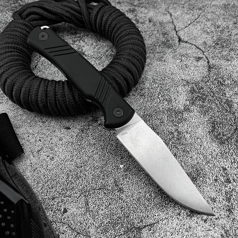 1089 Camping Hiking Jungle Adventure Knives Outdoor Multi-Purpose Fixed Blade Knife with Kydex Sheath G10 Handle EDC Pocket Tool