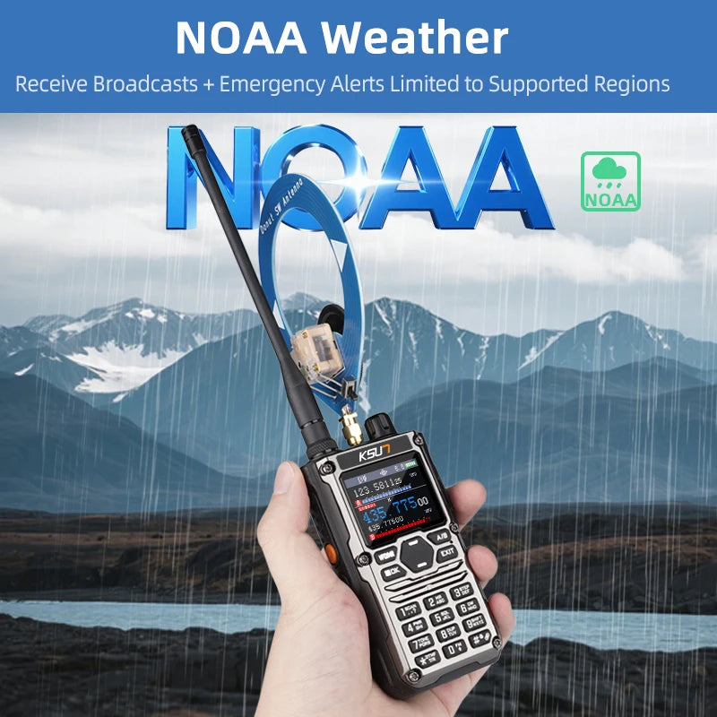KSUN HF123D UHF VHF Dual HAM Band Radio AM FM NOAA CW SSB HF Shortwave Walkie Talkie 10W Blue-tooth Programming Radio