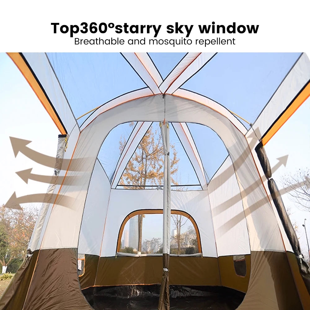 8-12 Personen Campingzelt 2 Zimmer Groß Wasserdicht Winddicht Outdoor Familienzelt mit Regenschutz Instant Kabinenzelte für Camping Strand