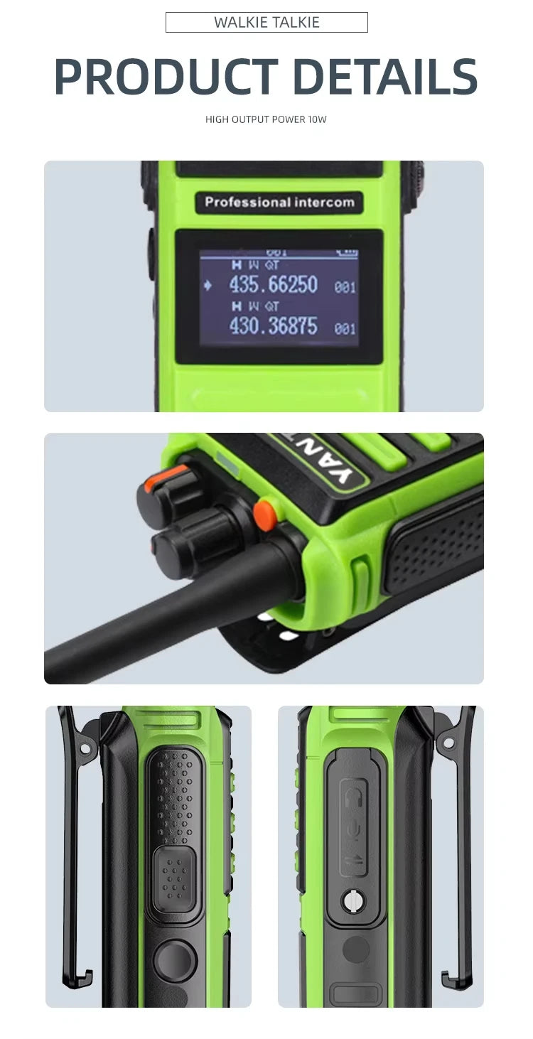 10W Ham Radio Uhf 400-480Mhz Long Range Walkie Talkies Ip67 Waterproof Wireless Set Marine For Camping Baofeng Uv 9R Pro V2
